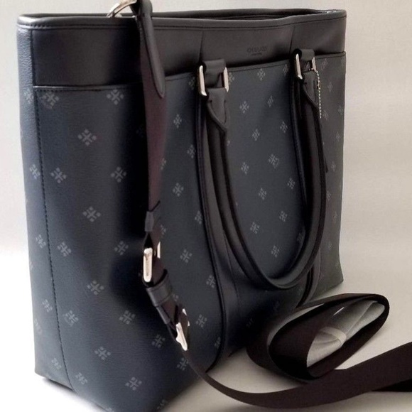 NEW COACH men Diamond Pattern large Tote Briefcase - Picture 2 of 8